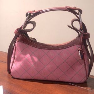 Dooney & Bourke signature pink and green canvas handbag